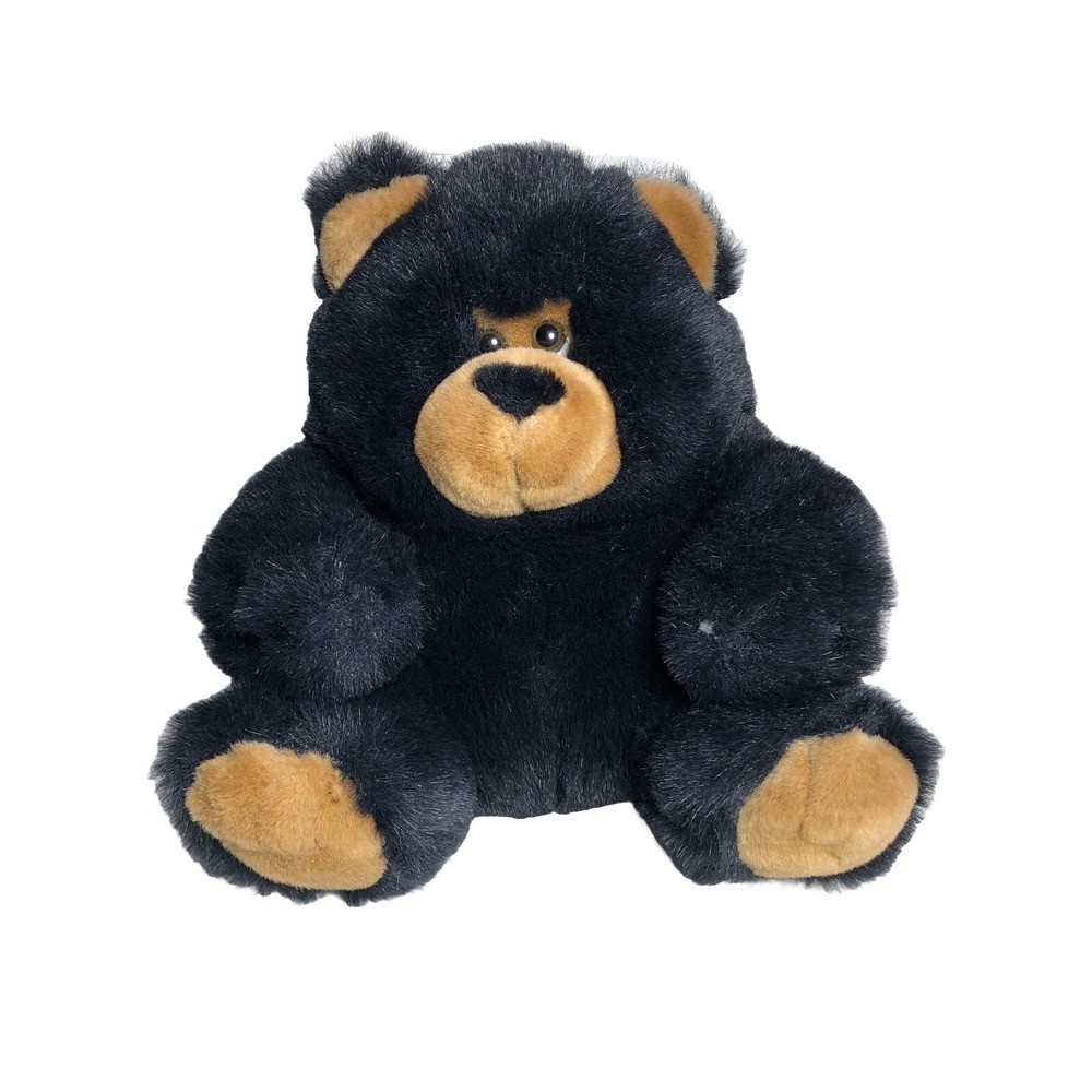 Vtg Teddy Bear Black Chrisha Playful Plush 1988 Stuffed Animal Cute Rotund 10.5"